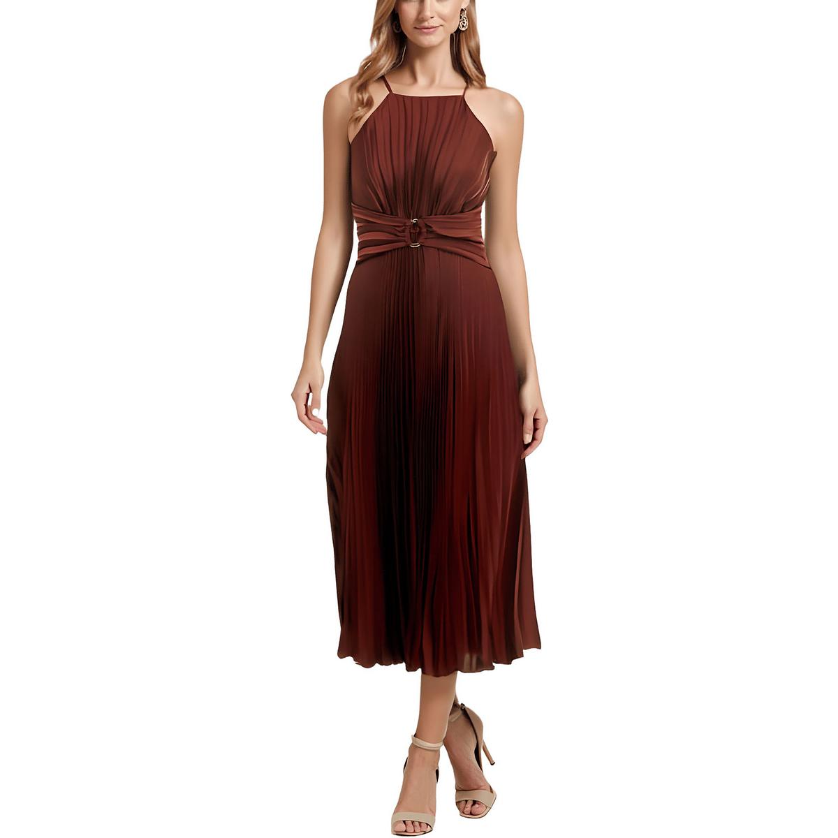 Midikleid aus Satin mit Plissee
