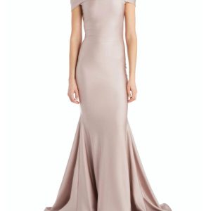 Classic Off The Shoulder Evening Gown in staubig rosa