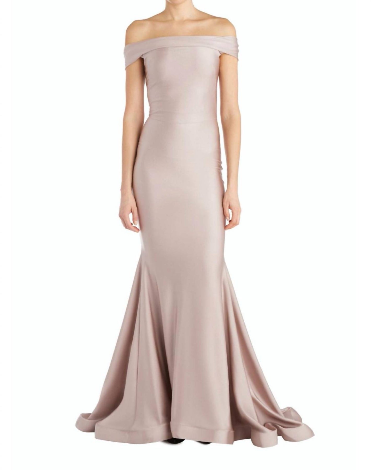 Klassische aus der Schulter Abendkleid in Altrosa