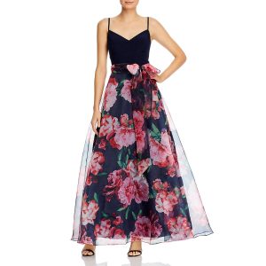 A-Linie Abendkleid mit Blumenmuster