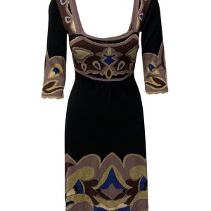 Temperley London Schwarzes Mehrfarben-Gestrickkleid 7748739104828