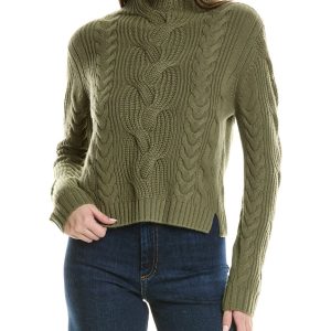 Hannah Rose Chunky Cable Funnel Neck Pullover aus Wolle und Kaschmir 7823816392764