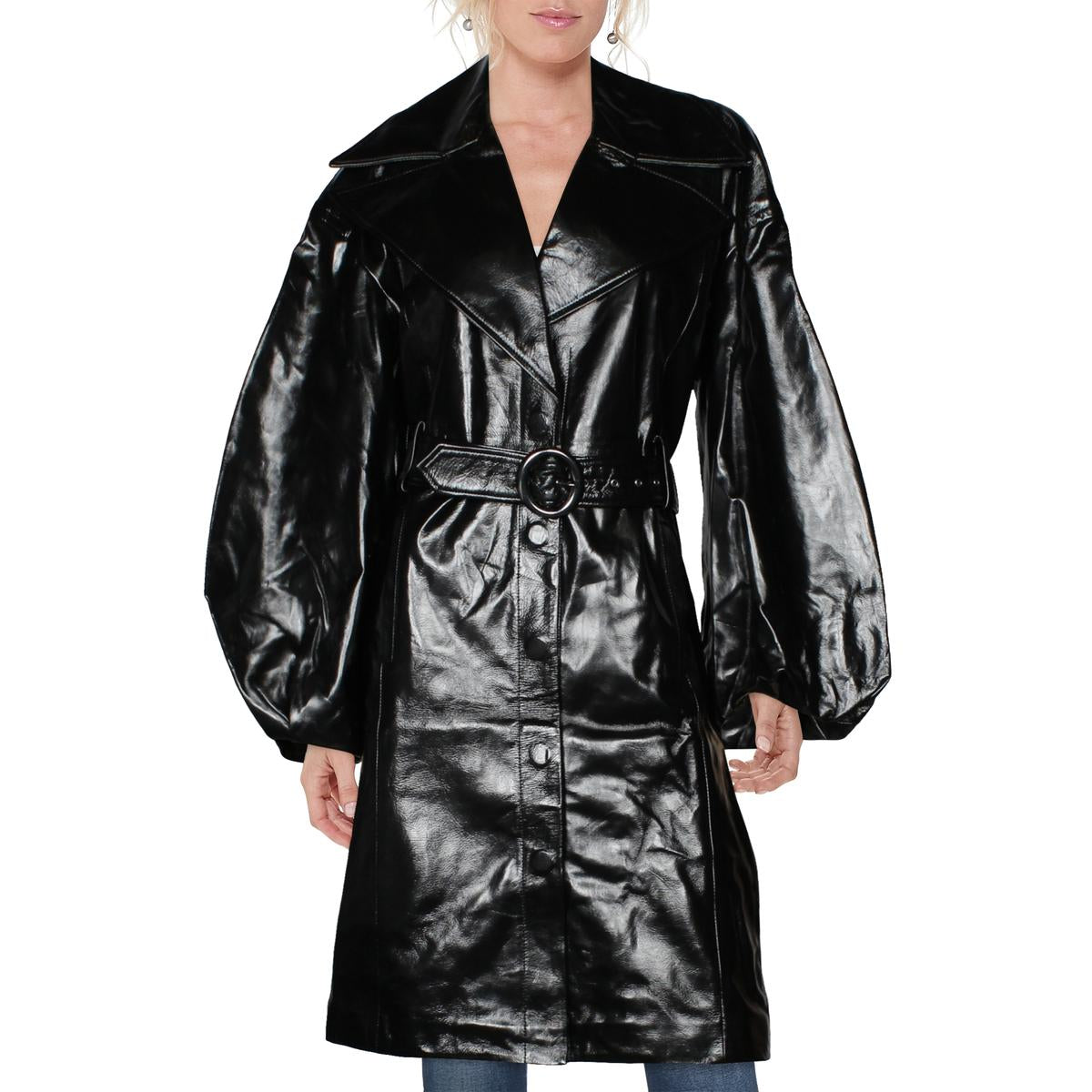 Antonia Lackleder Ballon Ärmel Trenchcoat