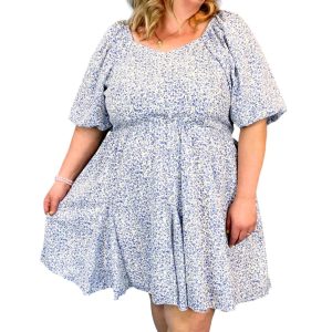 Scarlett mit Blumenmuster Minikleid in blau mit Blumenmuster