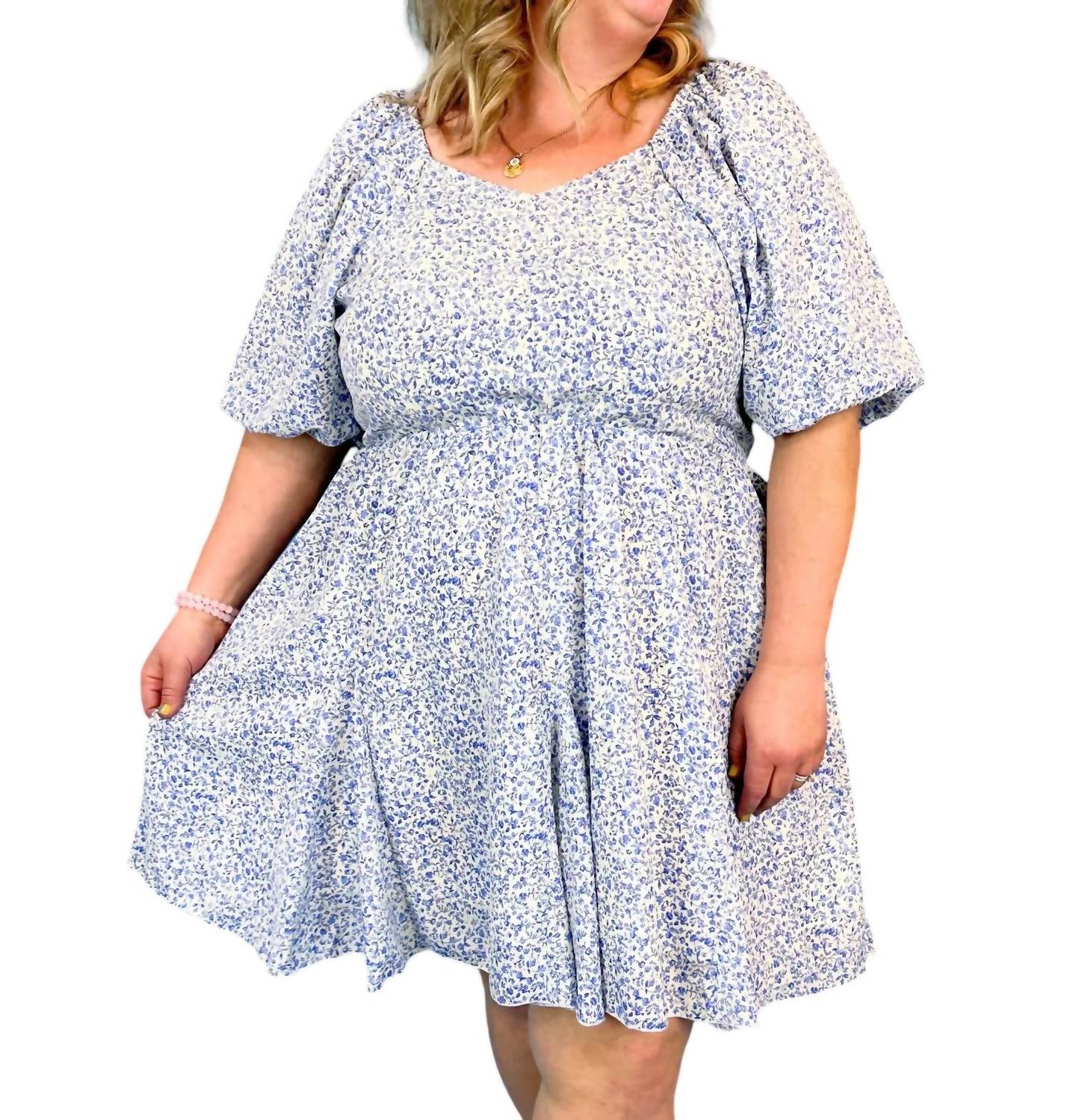 Scarlett mit Blumenmuster Minikleid in blau mit Blumenmuster