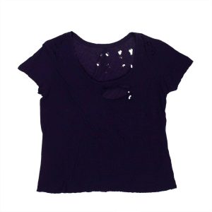 Unravel Project Distress Klassisches Kurzarm-T-Shirt – Lila