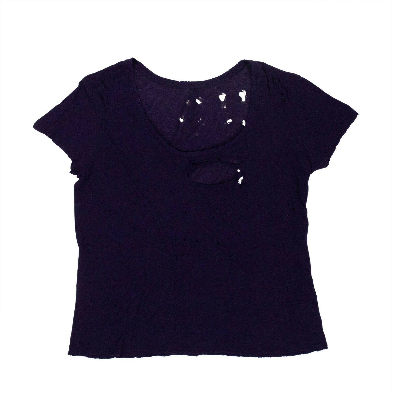 Unravel Project Distress Klassisches Kurzarm-T-Shirt – Lila