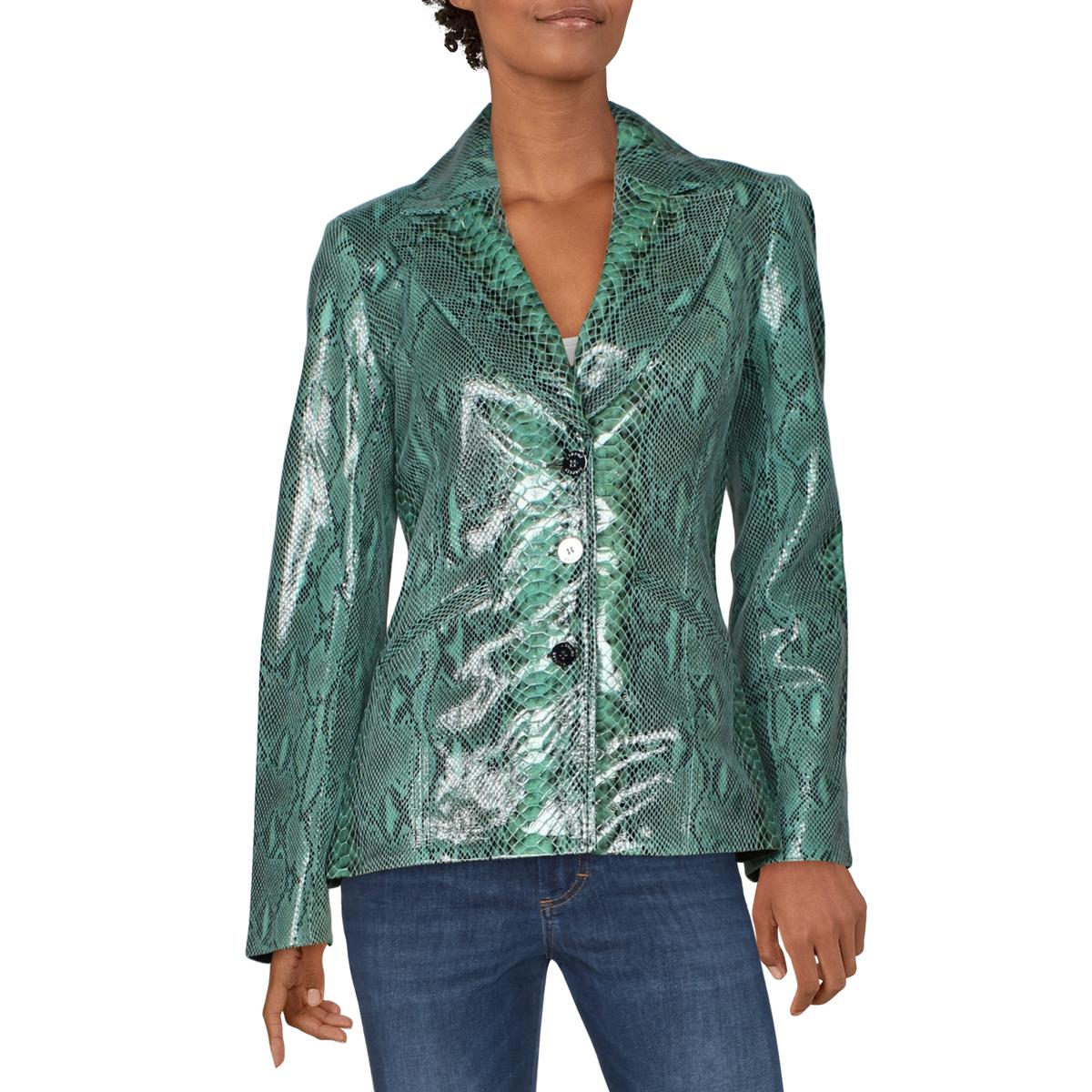 Lackleder Blazer mit Schlangenprint
