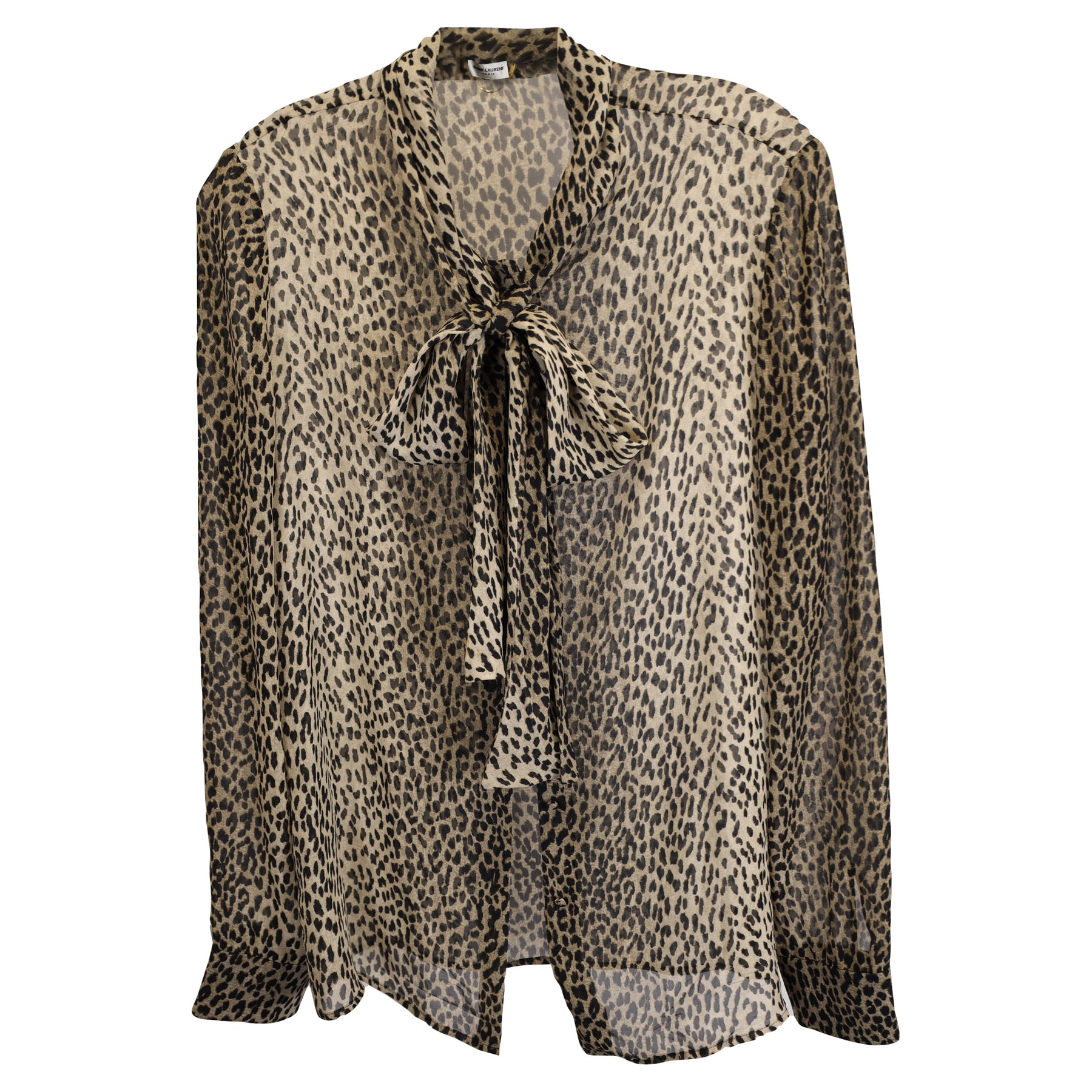 Saint Laurent Georgette Babycat Bluse im Tierdruck Seide