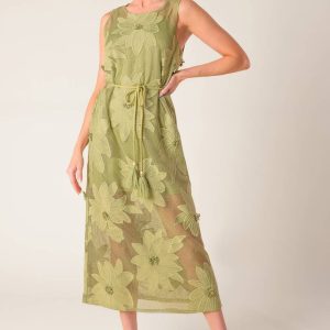 IN MY FREE TIME gewebte Spitze Midikleid