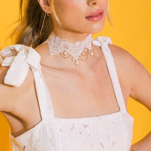 WÄHLEN SIE GLÜCK Spitze Perle CHOKER Halskette