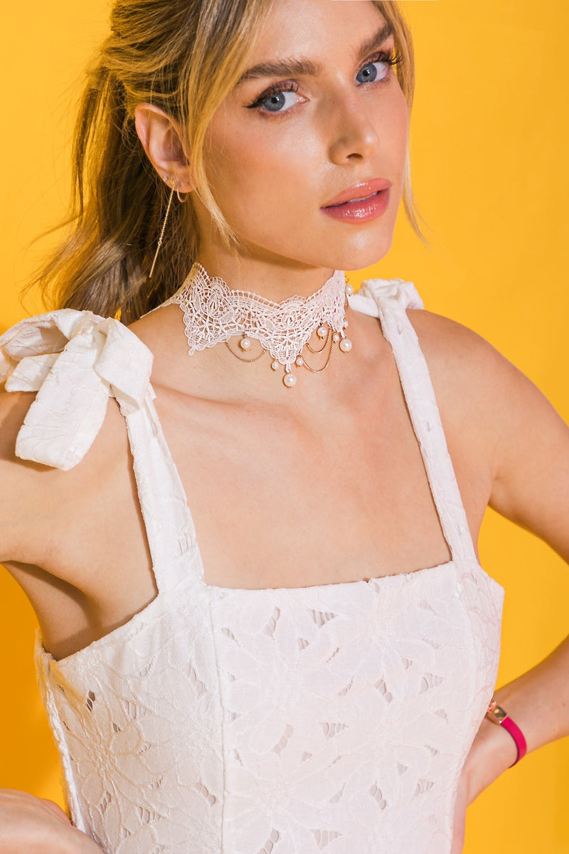 WÄHLEN SIE GLÜCK Spitze Perle CHOKER Halskette