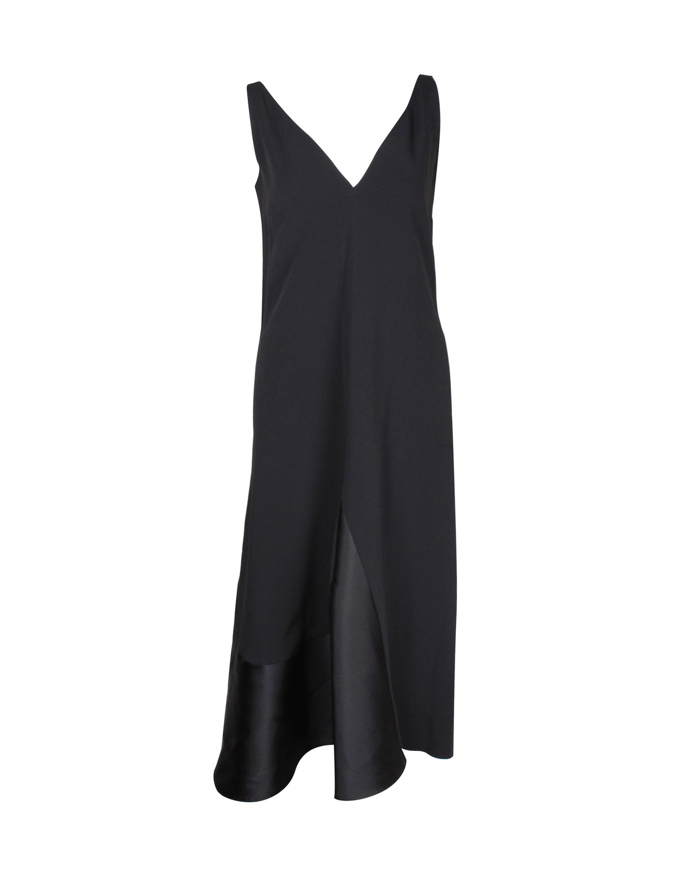 Stella McCartney Midikleid mit V-Ausschnitt aus schwarzer Viskose