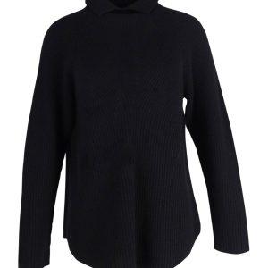 Gerippter Pullover mit hohem Kragen Theory aus schwarzem Kaschmir