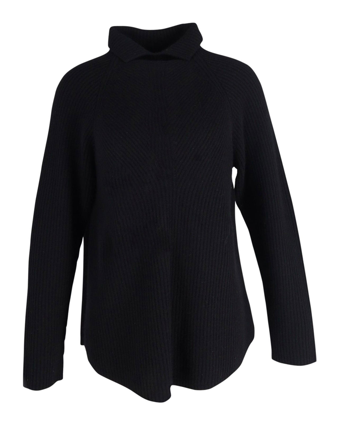 Gerippter Pullover mit hohem Kragen Theory aus schwarzem Kaschmir