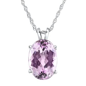 5ct Lila Amethyst oval Anhänger 14k Gold Damen Halskette 18