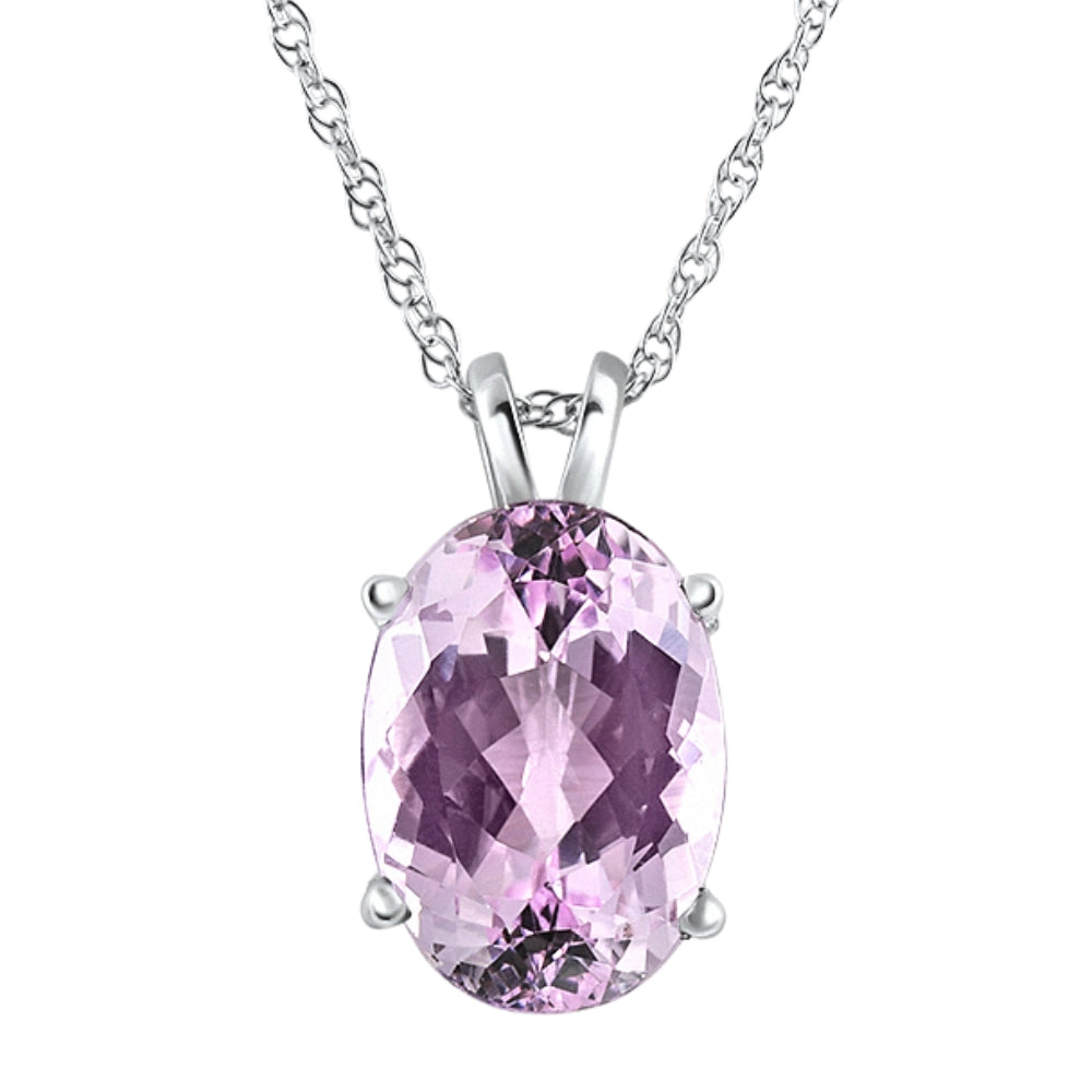 5ct Lila Amethyst oval Anhänger 14k Gold Damen Halskette 18