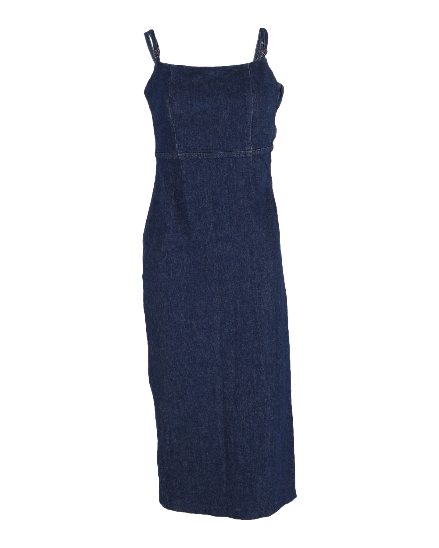 Reformation Delphinia Stretch-Denim Midikleid aus marineblauer Baumwolle