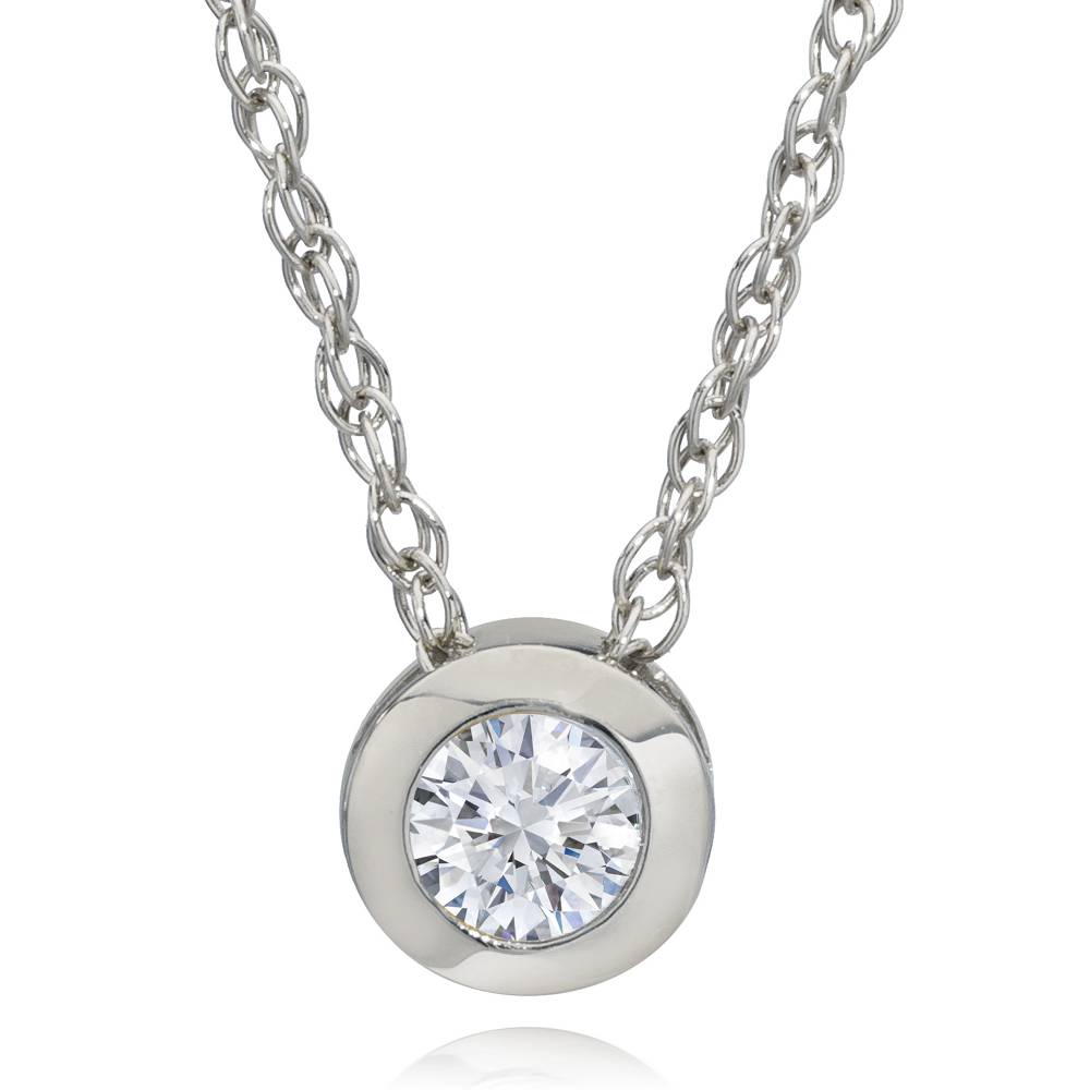 3/8ct Lünette Solitaire Lab erstellt Diamant Anhänger 14K Weißgold