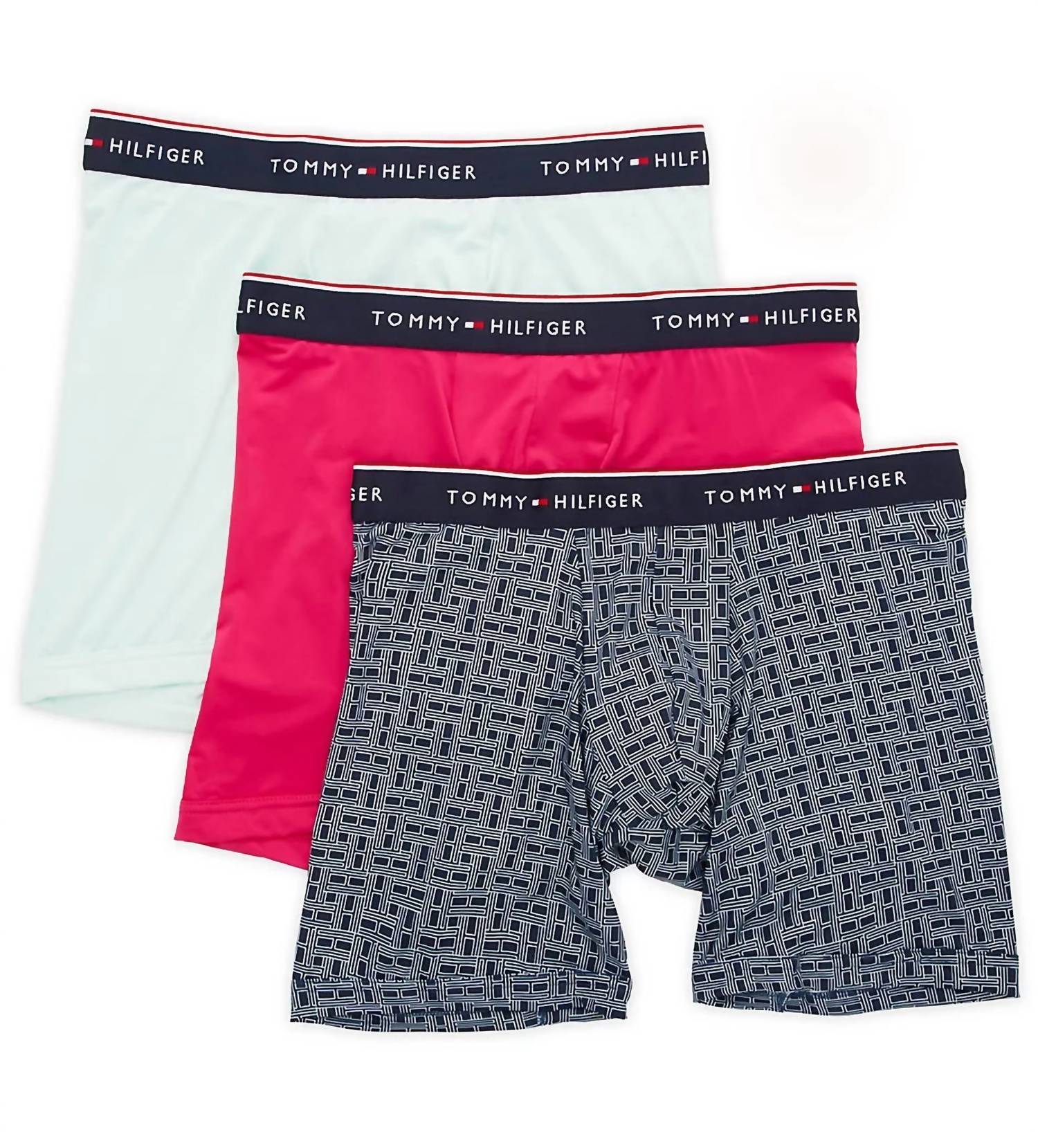 Herren 3-Packung Mikrofaser Boxer Brief in heißem Rosa/blau/hellgrün