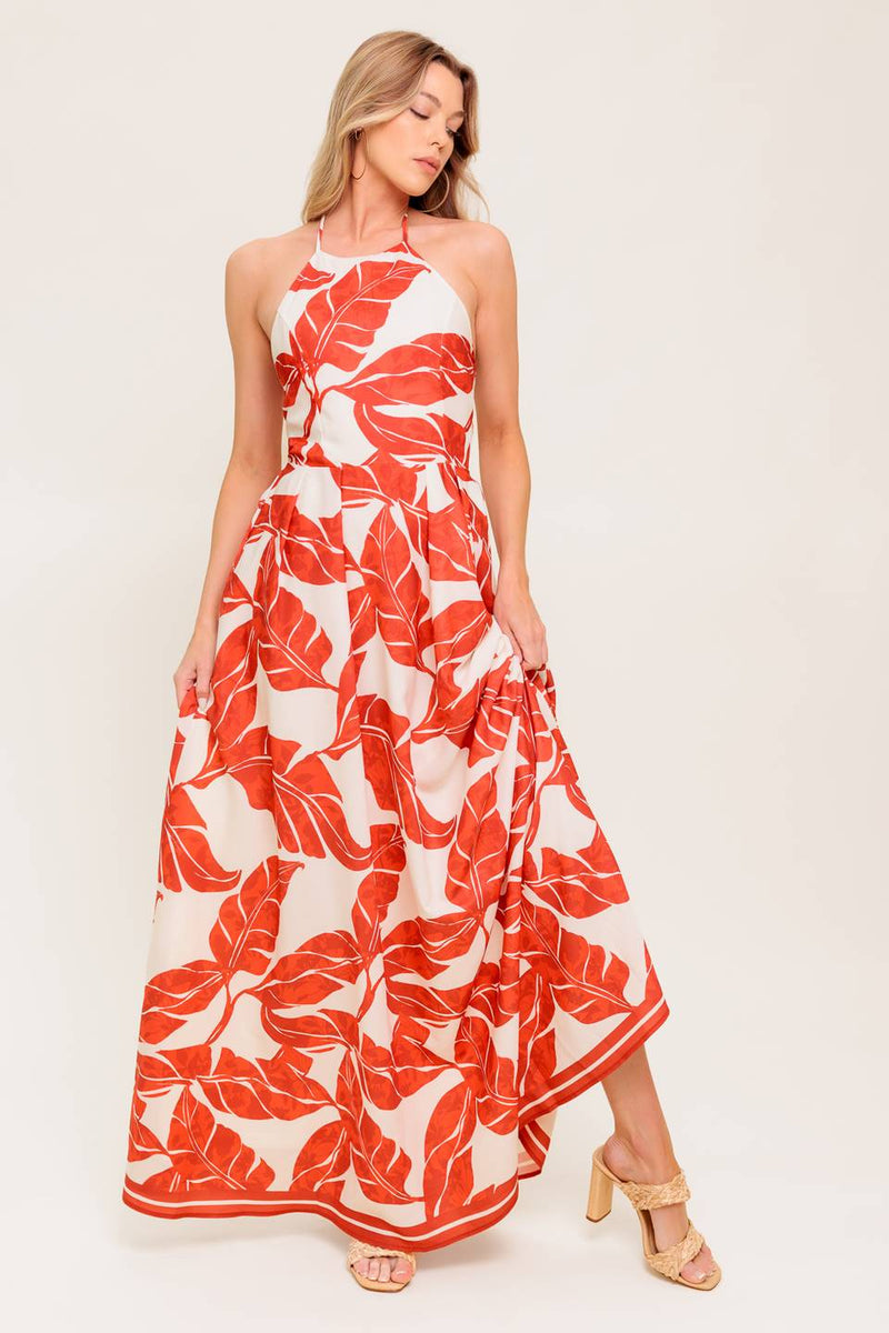 FIRST GLANCE Rot gewebt MIDI Kleid