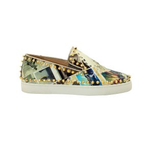Christian Louboutin Pik Boat Spike Rot Sohle Sneaker aus mehrfarbigem Lackleder