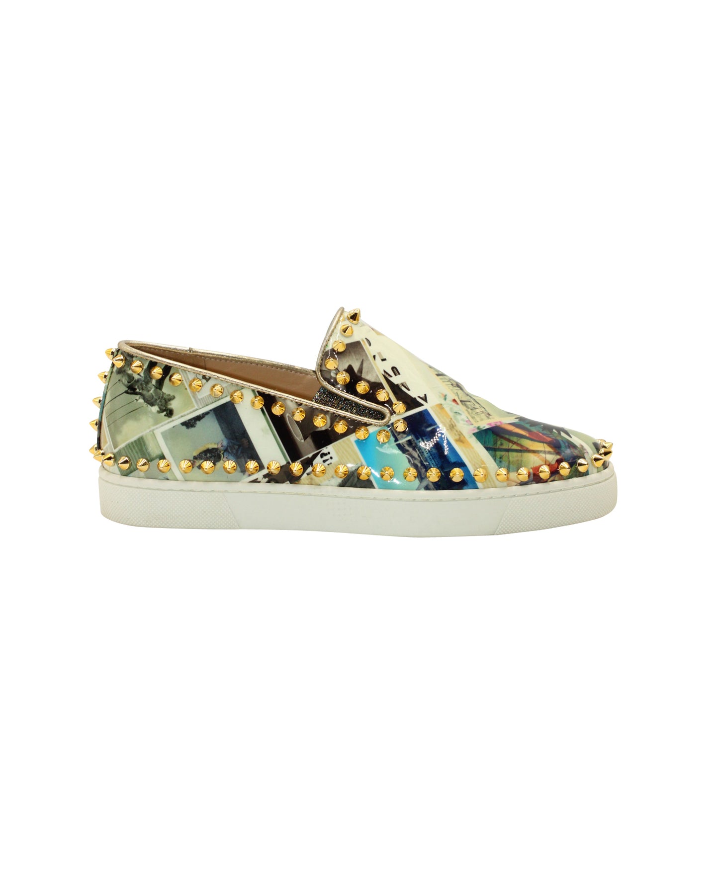 Christian Louboutin Pik Boat Spike Rot Sohle Sneaker aus mehrfarbigem Lackleder