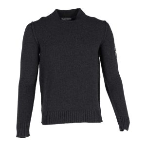 Stone Island Logo gestickter Pullover aus grauer Wolle 7748754243644