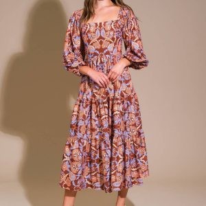 KEEPPING TABS Gewebtes Midikleid