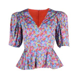 Rotate Birger Christensen Mindy Peplum Blouse in Blumendruck Viskose 7748770496572