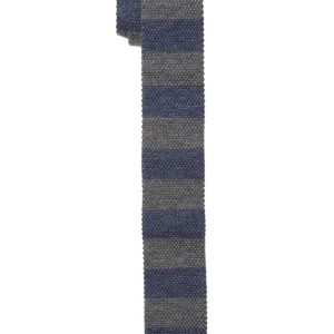 Brunello Cucinelli Dunkelgrau blau gestreifte quadratische gestrickte Herren Krawatte