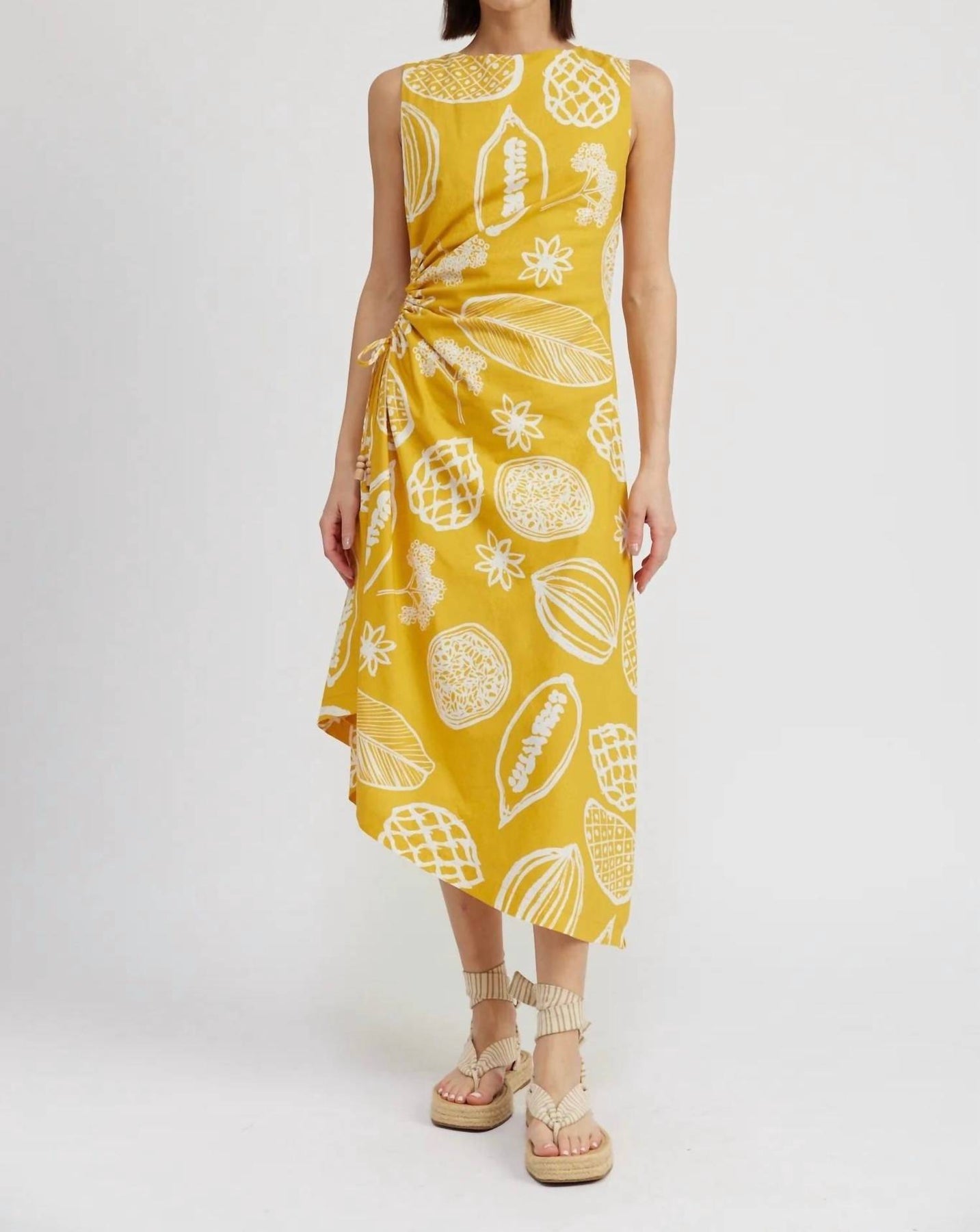 Paz Midikleid in Goldgelb