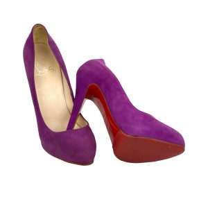 CHRISTIAN LOUBOUTIN Wildleder lila Pumps Absatzschuhe SZ 37 / Us 7 100% authentisch Vorbesitz