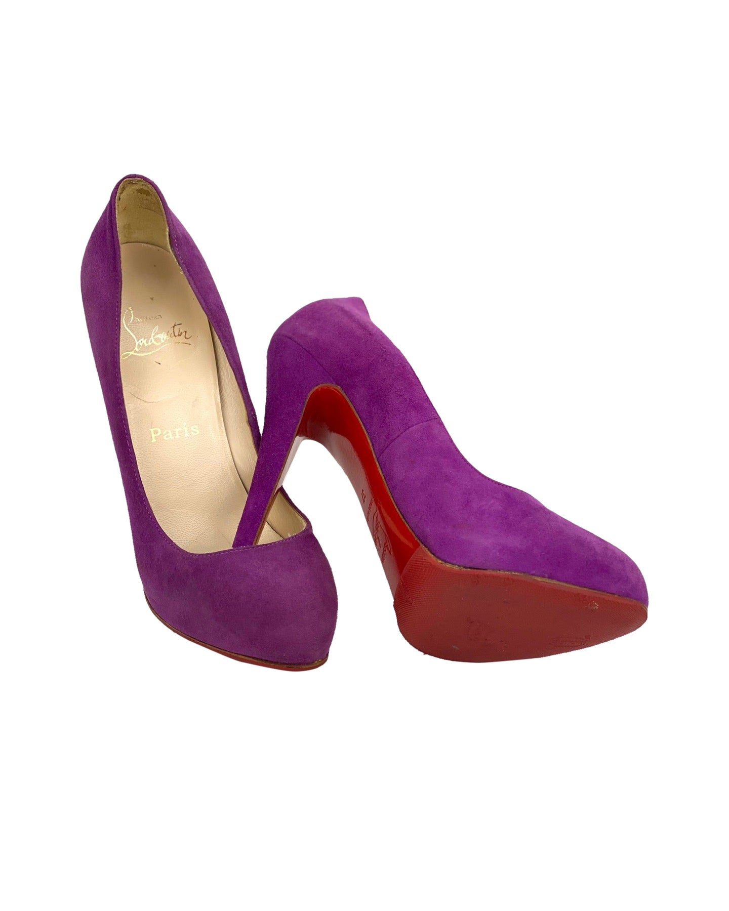 CHRISTIAN LOUBOUTIN Wildleder lila Pumps Absatzschuhe SZ 37 / Us 7 100% authentisch Vorbesitz