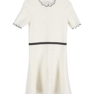 Sandro stricken im Taille Kleid in Creme Viskose 7748780523580