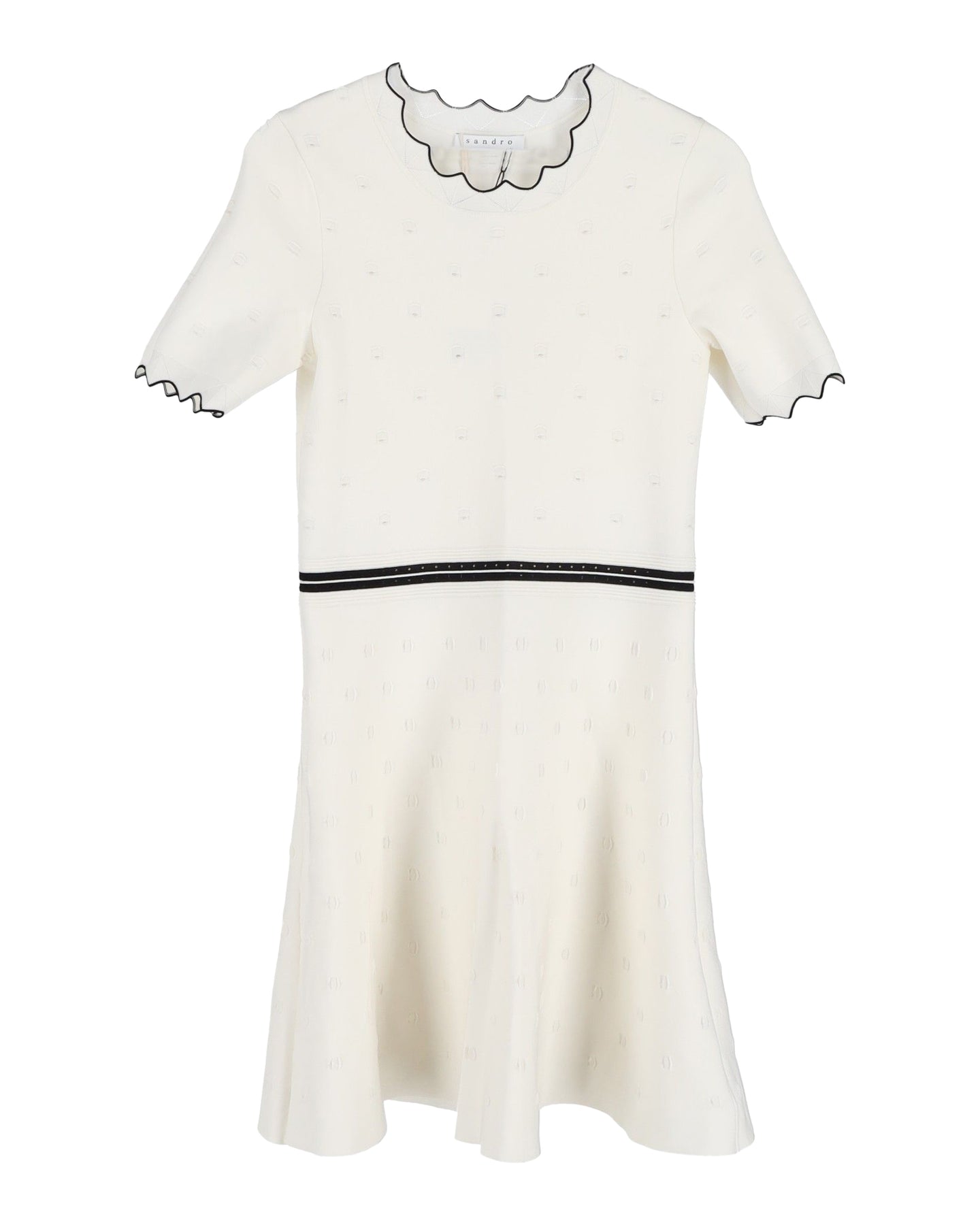 Sandro Nipped in Waist Kleid aus cremefarbener Viskose