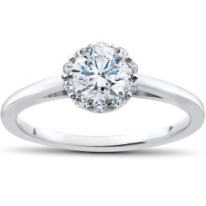 3/4 ct Lab erstellt Diamant Madelyn Halo Verlobungsring 14k Weißgold