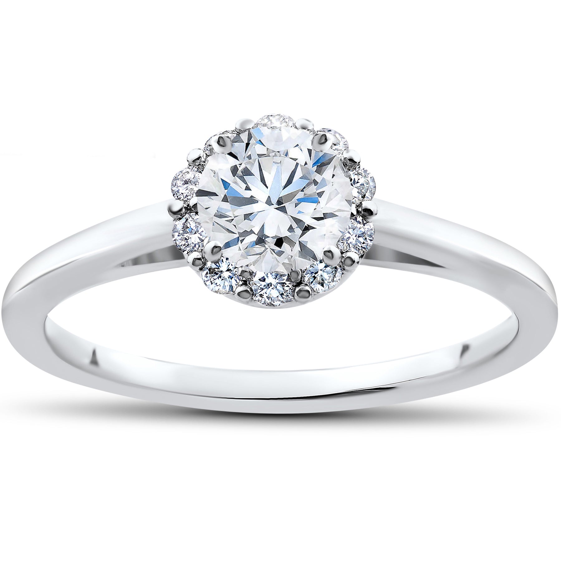 3/4 ct Lab erstellt Diamant Madelyn Halo Verlobungsring 14k Weißgold