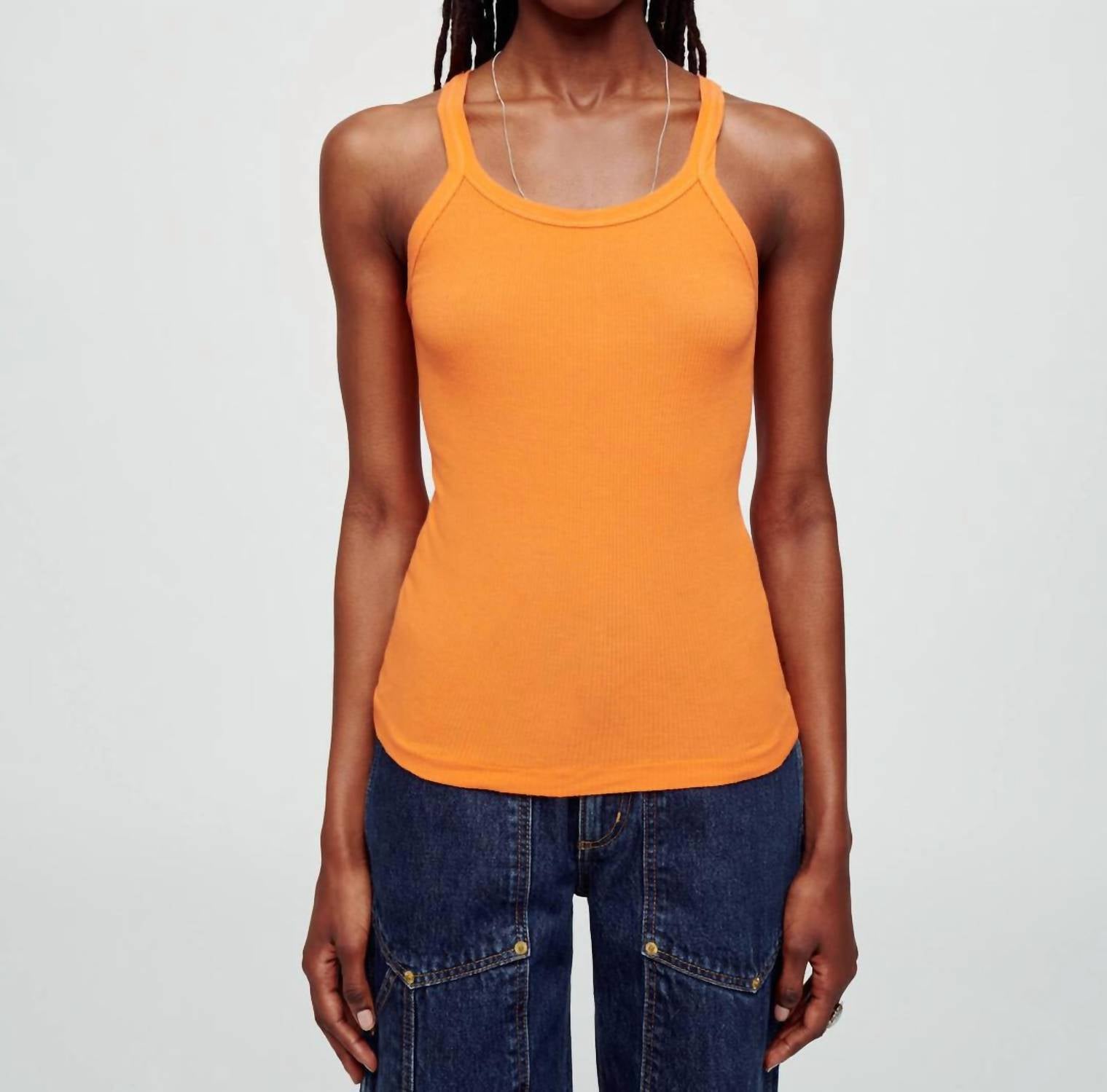 Geriffelter Top in Orange