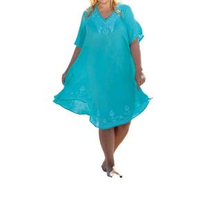 Pearl Kurzarm-Sonnenkleid – plus Größe in Seeschaum