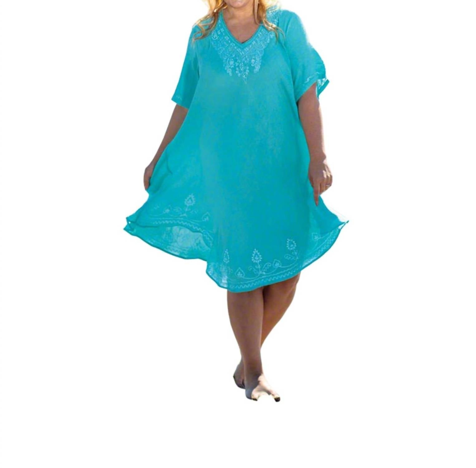 Perle Kurzarm-Sonnenkleid – plus Größe in Seafoam