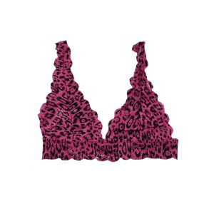 Damen sagen nie nie gedruckt Triangle Bralette in viktorianischen Rosa / Tier