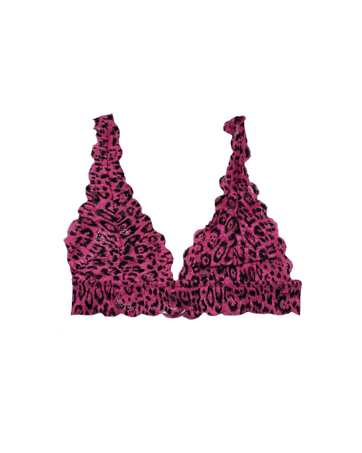 Damen sagen nie nie gedruckt Triangle Bralette in viktorianischen Rosa / Tier