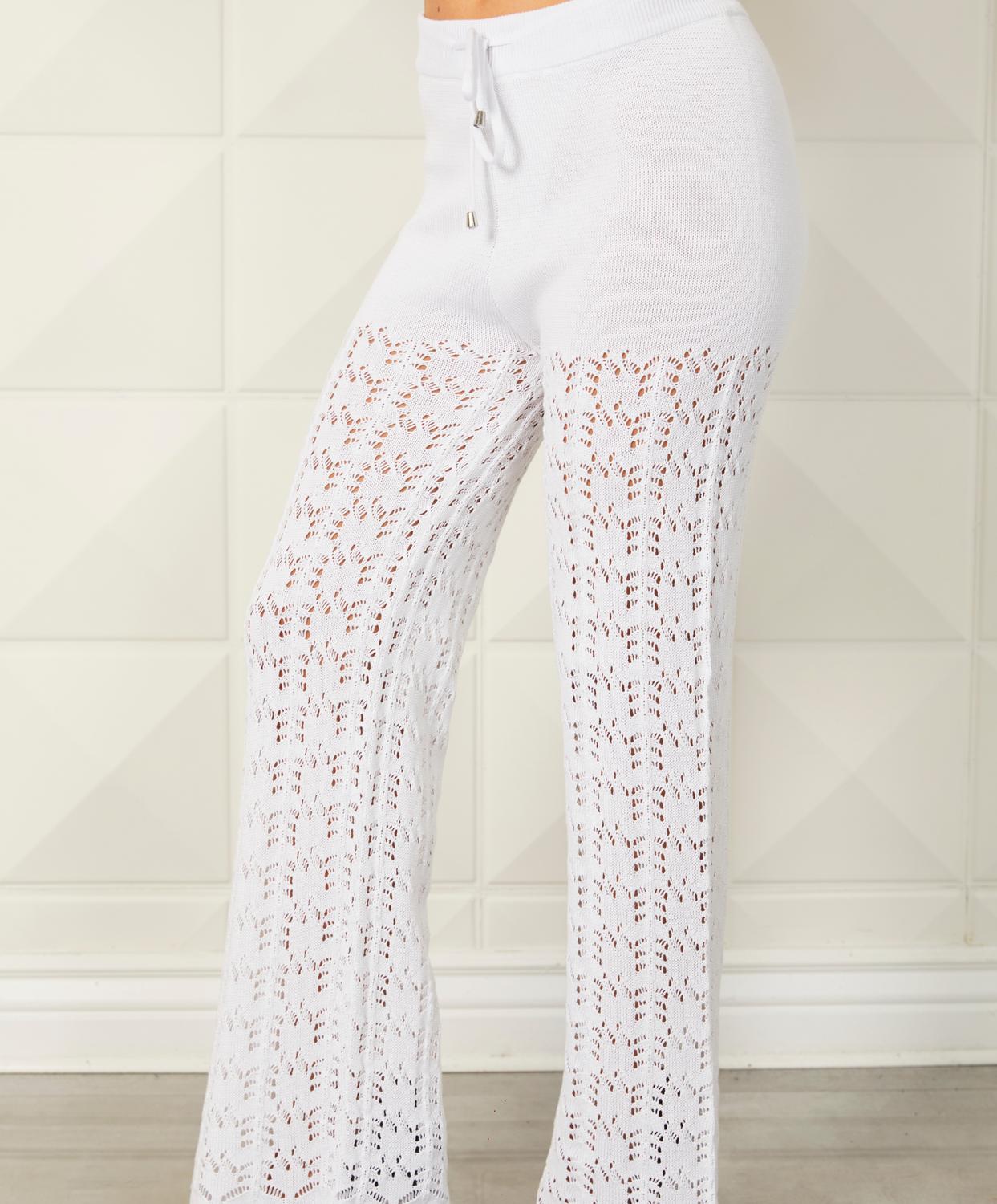 Gestrickte Hose in Weiß
