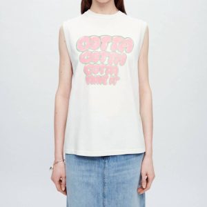 Oversized Muscle Tank Tee in Vintage weiß
