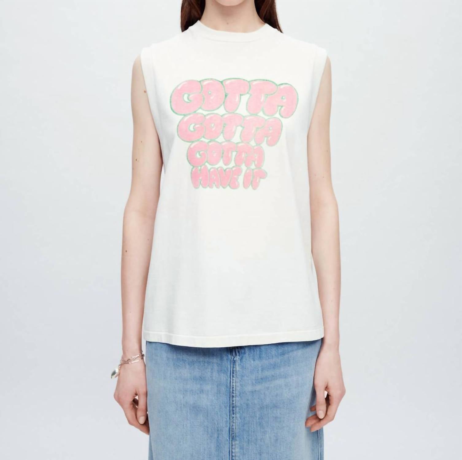 Oversize Muscle Top T-Shirt im Vintage Weiß