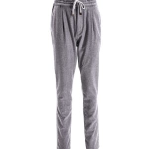 Brunello Cucinelli Drawstring Hose aus grauer Baumwolle 7748769841212