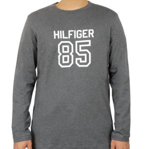 Langarm Rundhalshemd aus Carbon-Heather