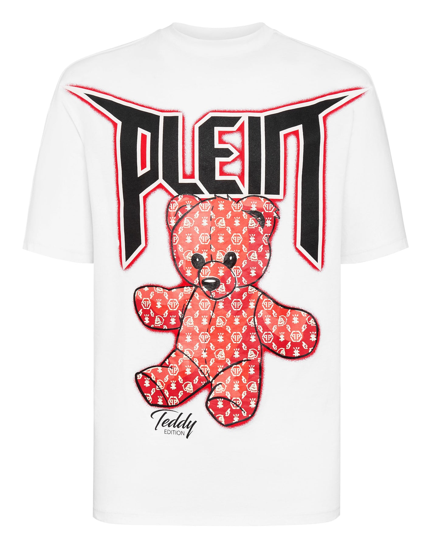 T-Shirt mit Rundhalsausschnitt SS Spray Effect Muster Teddybär