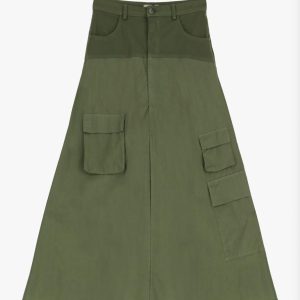 Damen Cargo Maxi Rock im Militär